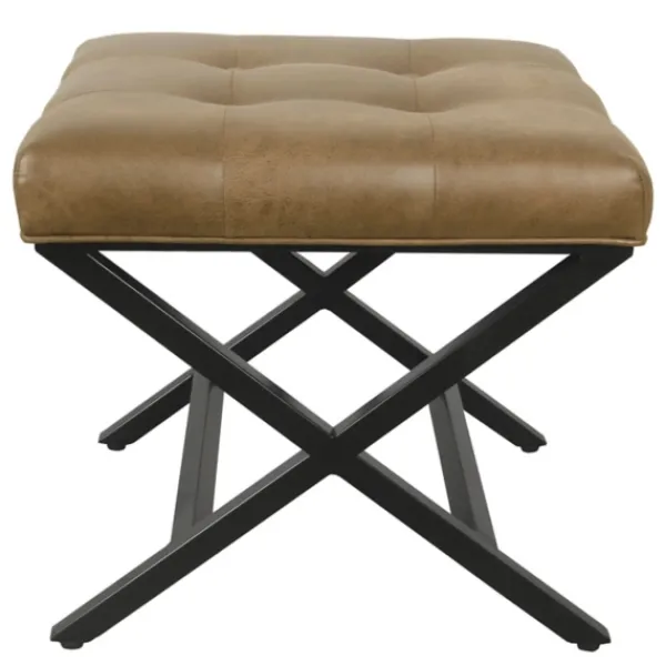 Benches & Ottomans-Kirkland's Home Faux Leather Tufted X-Frame Bench Brown