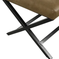 Benches & Ottomans-Kirkland's Home Faux Leather Tufted X-Frame Bench Brown