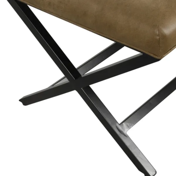 Benches & Ottomans-Kirkland's Home Faux Leather Tufted X-Frame Bench Brown