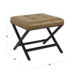 Benches & Ottomans-Kirkland's Home Faux Leather Tufted X-Frame Bench Brown