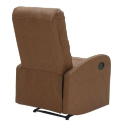 Accent Chairs-Kirkland's Home Faux Leather Upholstered Slim Recliner Brown
