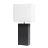 Table Lamps-Kirkland's Home Faux Leather Usb Table Lamp Black