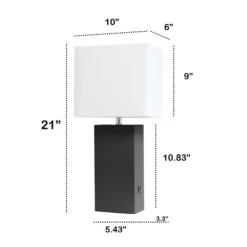 Table Lamps-Kirkland's Home Faux Leather Usb Table Lamp Black