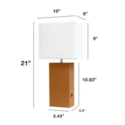 Table Lamps-Kirkland's Home Faux Leather Usb Table Lamp Tan