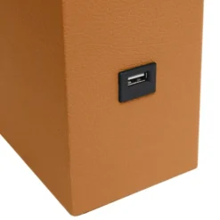 Table Lamps-Kirkland's Home Faux Leather Usb Table Lamp Tan