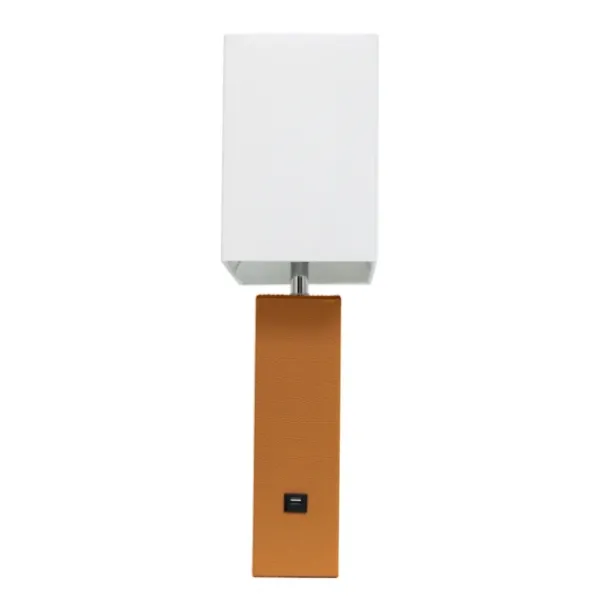 Table Lamps-Kirkland's Home Faux Leather Usb Table Lamp Tan