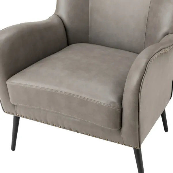 Accent Chairs-Kirkland's Home Faux Leather Wingback Accent Chair Gray