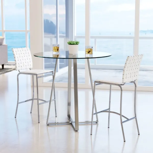 Bar Stools & Counter Height Stools-Kirkland's Home Faux Leather Woven Counter Stools, Set Of 2 White