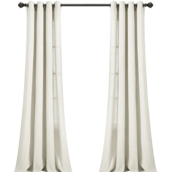 Curtains & Drapes-Kirkland's Home Faux Linen Curtain Panel Set, 84 In. Ivory