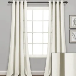 Curtains & Drapes-Kirkland's Home Faux Linen Curtain Panel Set, 84 In. Ivory