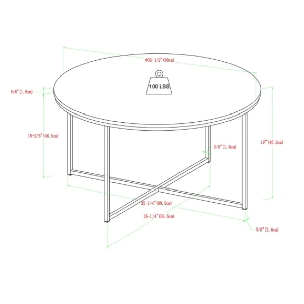 Coffee Tables-Kirkland's Home Faux Marble & Gold X-Base Coffee Table White