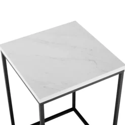 Accent & End Tables-Kirkland's Home Faux Marble Open Frame Side Table White