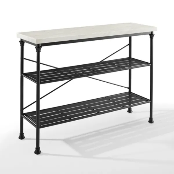 Console Tables-Kirkland's Home Faux Marble Top 3-Tier Melody Console Table Black