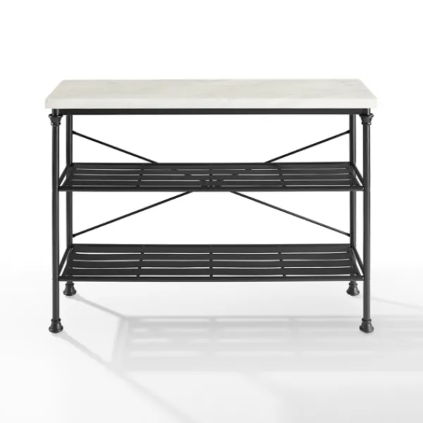 Console Tables-Kirkland's Home Faux Marble Top 3-Tier Melody Console Table Black