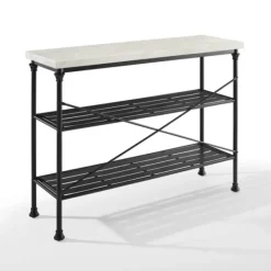 Console Tables-Kirkland's Home Faux Marble Top 3-Tier Melody Console Table Black