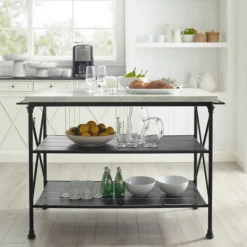 Kitchen Islands & Bar Carts-Kirkland's Home Faux Marble Top 3-Tier Melody Kitchen Island