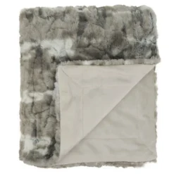 Blankets & Throws-Kirkland's Home Faux Mink Fur Throw Gray