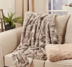 Blankets & Throws-Kirkland's Home Faux Mink Fur Throw Gray