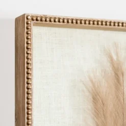 Wall Plaques-Kirkland's Home Faux Pampas Grass Beaded Frame Wall Plaque Tan