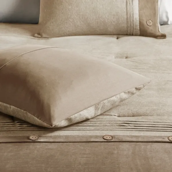 Comforters-Kirkland's Home Faux Suede 7-Pc. King Comforter Set Tan