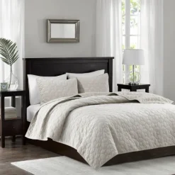 Bedspreads & Coverlets-Kirkland's Home Faux Velvet California King 3-Pc. Coverlet Set White