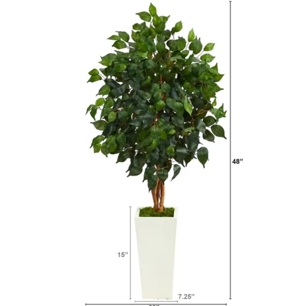 Trees & Topiaries-Kirkland's Home Ficus Tree In Mossy Tower Planter