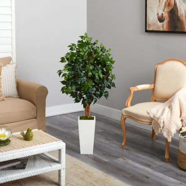 Trees & Topiaries-Kirkland's Home Ficus Tree In Mossy Tower Planter