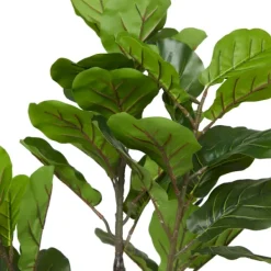 Trees & Topiaries-Kirkland's Home Fiddle Leaf Fig In Ribbed Rock Planter