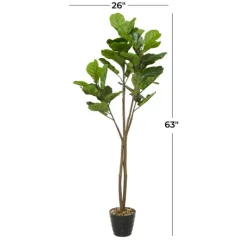 Trees & Topiaries-Kirkland's Home Fiddle Leaf Fig In Ribbed Rock Planter
