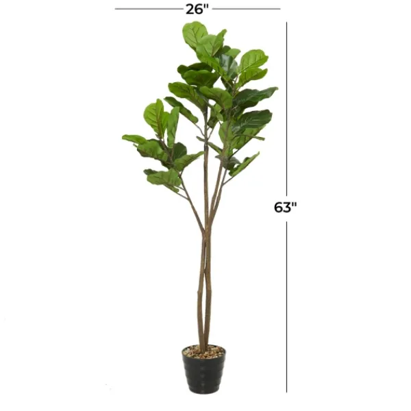 Trees & Topiaries-Kirkland's Home Fiddle Leaf Fig In Ribbed Rock Planter