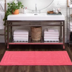 Bathroom Rugs-Kirkland's Home Fiesta Plush Reversible Cotton Bath Mat, 60 In. Pink