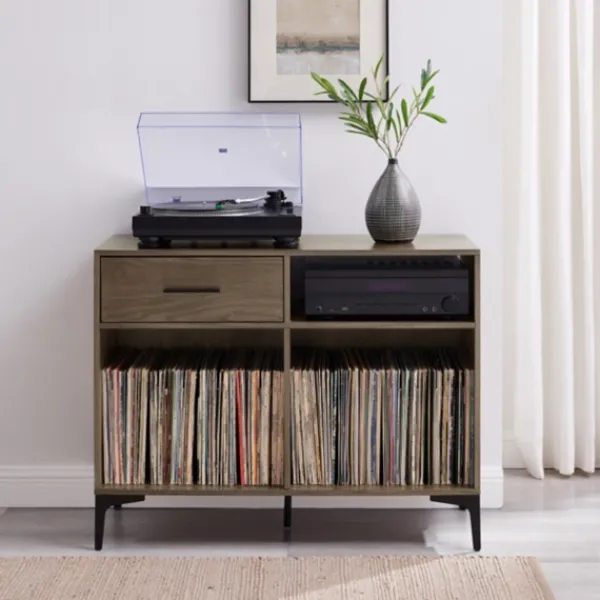 Tv Stands & Media Consoles-Kirkland's Home Finn Record Storage Media Cabinet Brown
