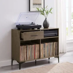 Tv Stands & Media Consoles-Kirkland's Home Finn Record Storage Media Cabinet Brown