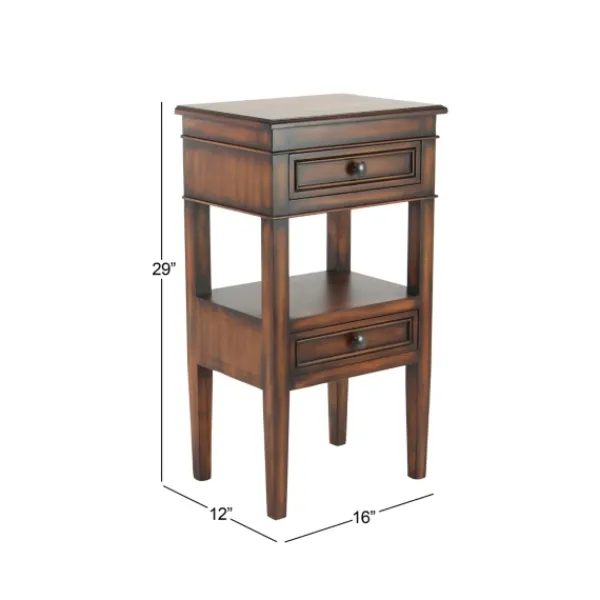 Accent & End Tables-Kirkland's Home Fir Wood Tiered Side Table Brown