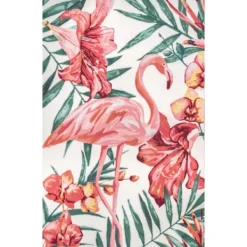 Outdoor Rugs-Kirkland's Home Flamingo Leaf Indoor/Outdoor Area Rug, 5X8 Pink/Green/White