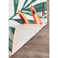 Outdoor Rugs-Kirkland's Home Flamingo Leaf Indoor/Outdoor Area Rug, 5X8 Pink/Green/White