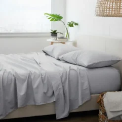 Bed Sheets-Kirkland's Home Flannel Cotton 4-Pc. Queen Bed Sheet Set Gray