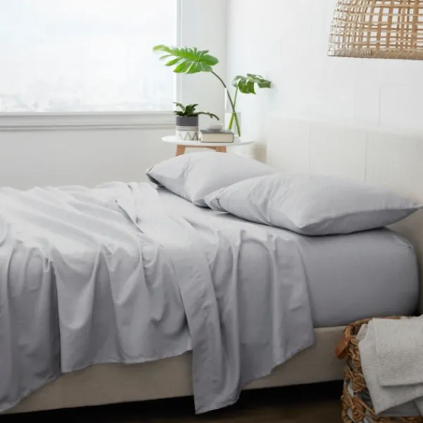 Bed Sheets-Kirkland's Home Flannel Cotton 4-Pc. Queen Bed Sheet Set Gray