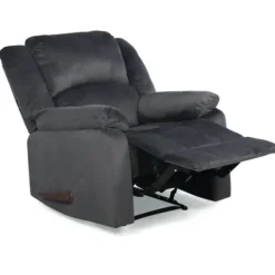 Accent Chairs-Kirkland's Home Flannel Overstuffed Pull Recliner Gray