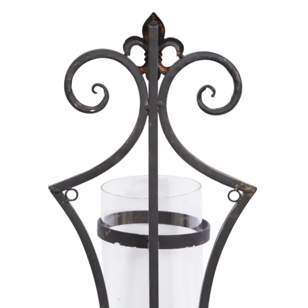 Sconces-Kirkland's Home Fleur Distressed Black Iron Sconce, 31 In.