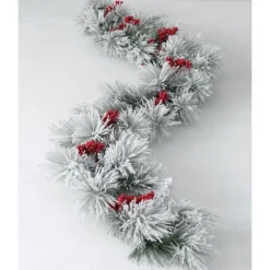 Arrangements & Greenery-Kirkland's Home Flocked Pine And Berry Garland White