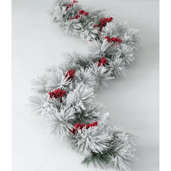 Arrangements & Greenery-Kirkland's Home Flocked Pine And Berry Garland White