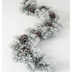 Arrangements & Greenery-Kirkland's Home Flocked Pine And Pine Cone Garland White/Brown