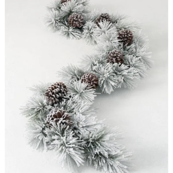 Arrangements & Greenery-Kirkland's Home Flocked Pine And Pine Cone Garland White/Brown
