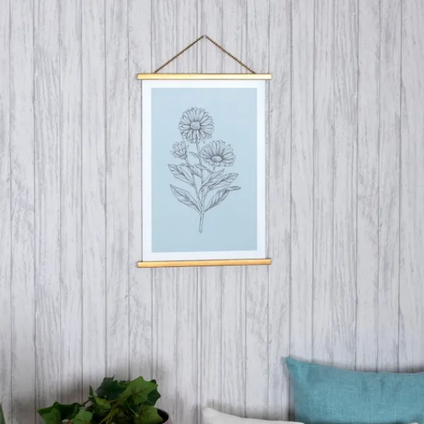 Wall Plaques-Kirkland's Home Floral Print Hanger Frame Wall Plaque Blue