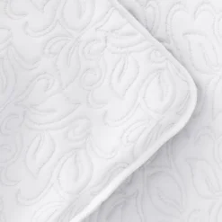 Quilts-Kirkland's Home Floral Stitch 3-Pc. King Quilt Set White