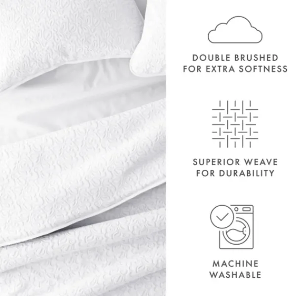 Quilts-Kirkland's Home Floral Stitch 3-Pc. King Quilt Set White