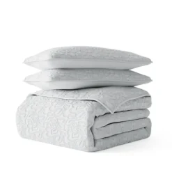 Quilts-Kirkland's Home Floral Stitch 3-Pc. King Quilt Set Gray