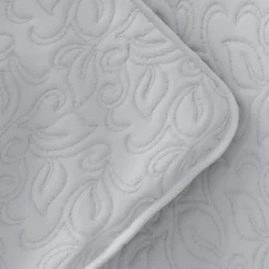 Quilts-Kirkland's Home Floral Stitch 3-Pc. King Quilt Set Gray