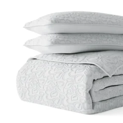 Quilts-Kirkland's Home Floral Stitch 3-Pc. Queen Quilt Set Gray